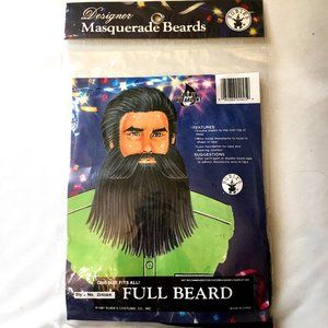 Full Straight Black Beard & Moustache Rubies 2045 NWT